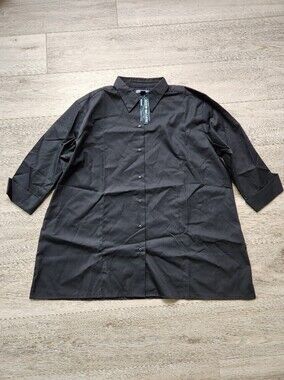 Blue Generation Black Button Down Shirt Womens 2xl Work Uniform Classic